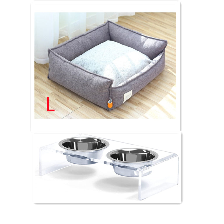 Support à gamelles en acrylique pour chien et chat