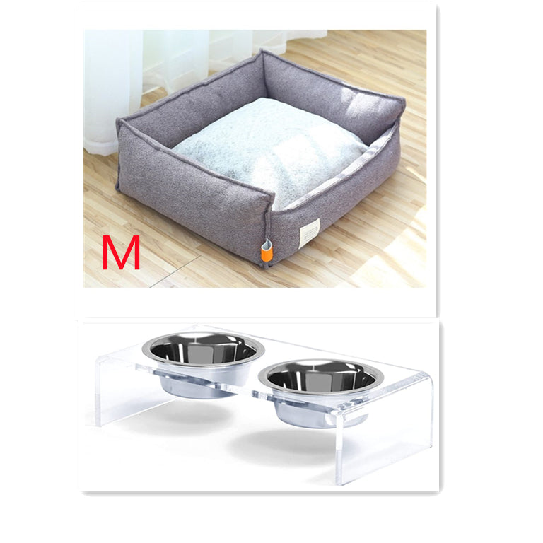 Support à gamelles en acrylique pour chien et chat