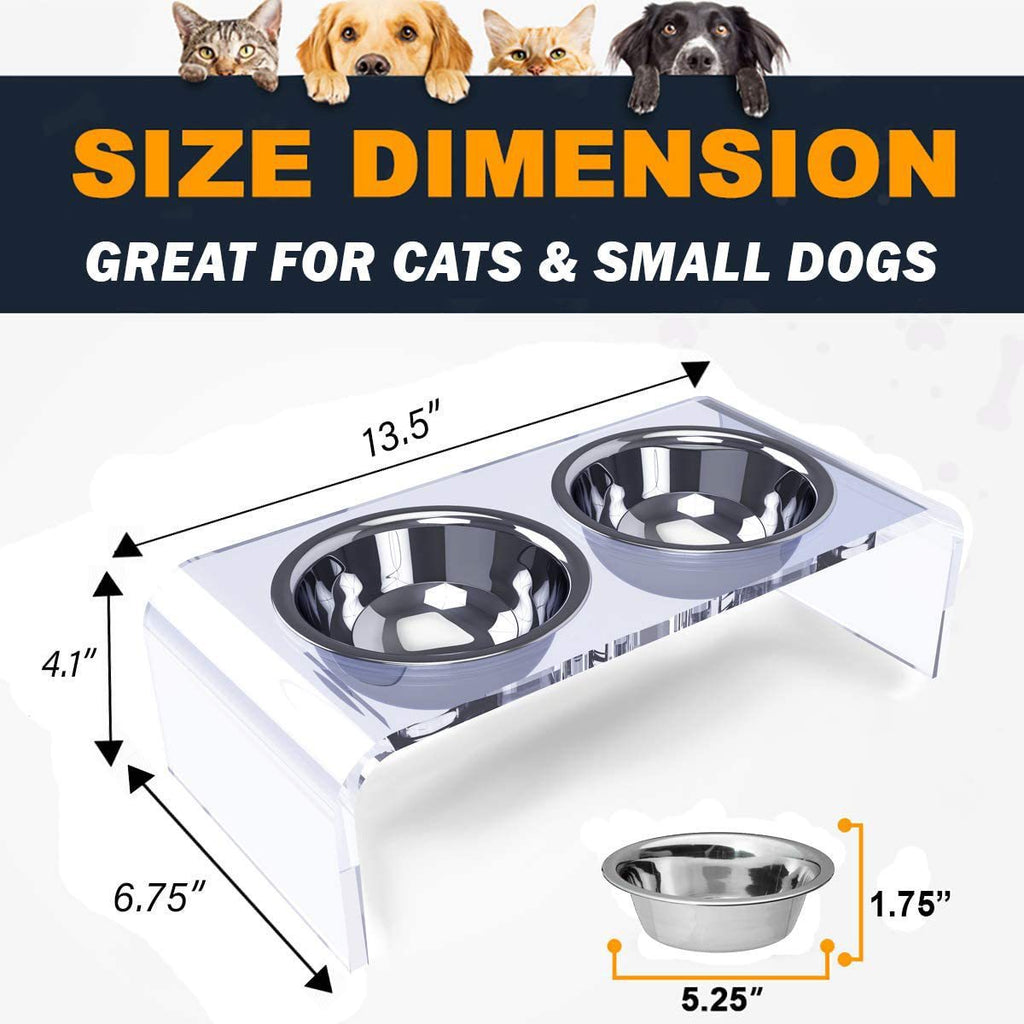 Support à gamelles en acrylique pour chien et chat